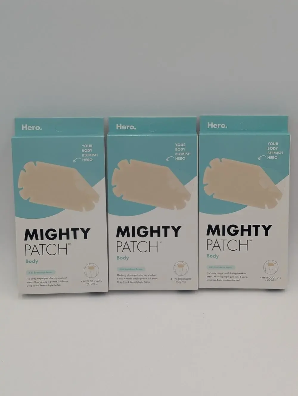 3-Pack Mighty Patch Body Pimple Patches XXL 4 Hydrocolloid Patches EXP 09/27